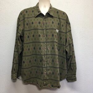 Vintage True Grit Shirt Mens XXL Green Bear Dance Long Sleeve‎ Button Cotton USA